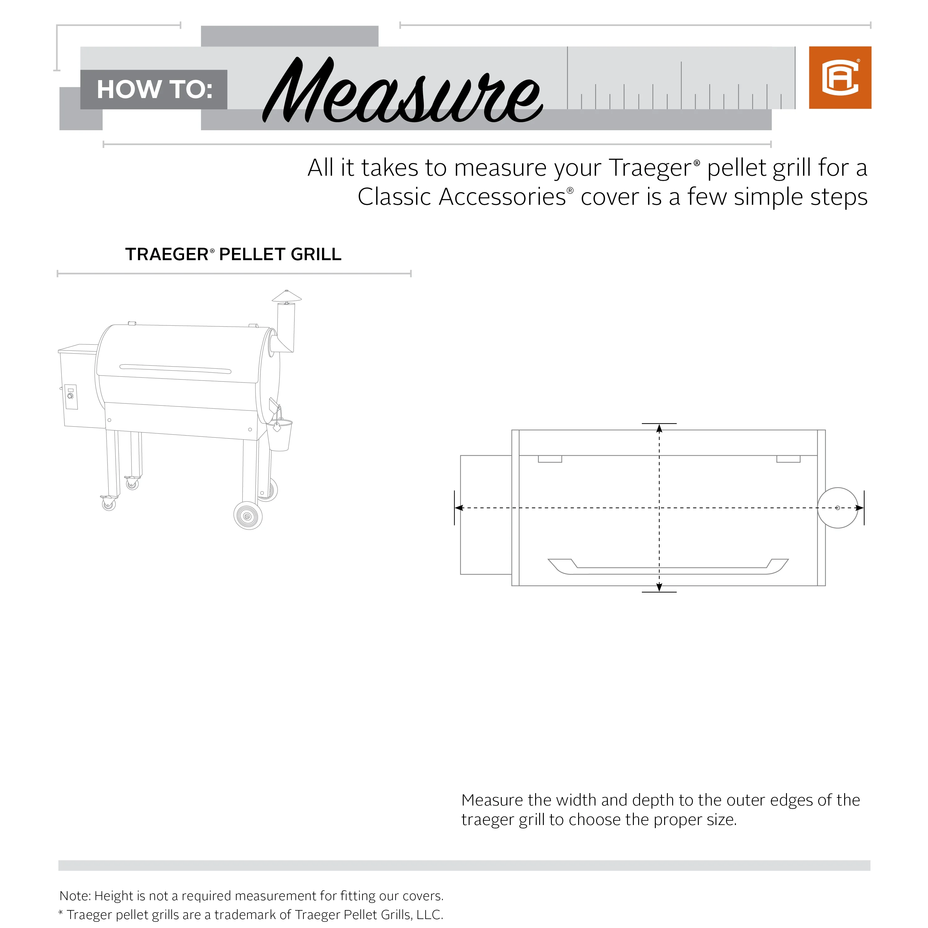 Classic Accessories Veranda™ 22 Series Traeger Pellet Grill with Exhaust Arm Cover - Water Resistant BBQ Cover, 41-Inch W, Pebble