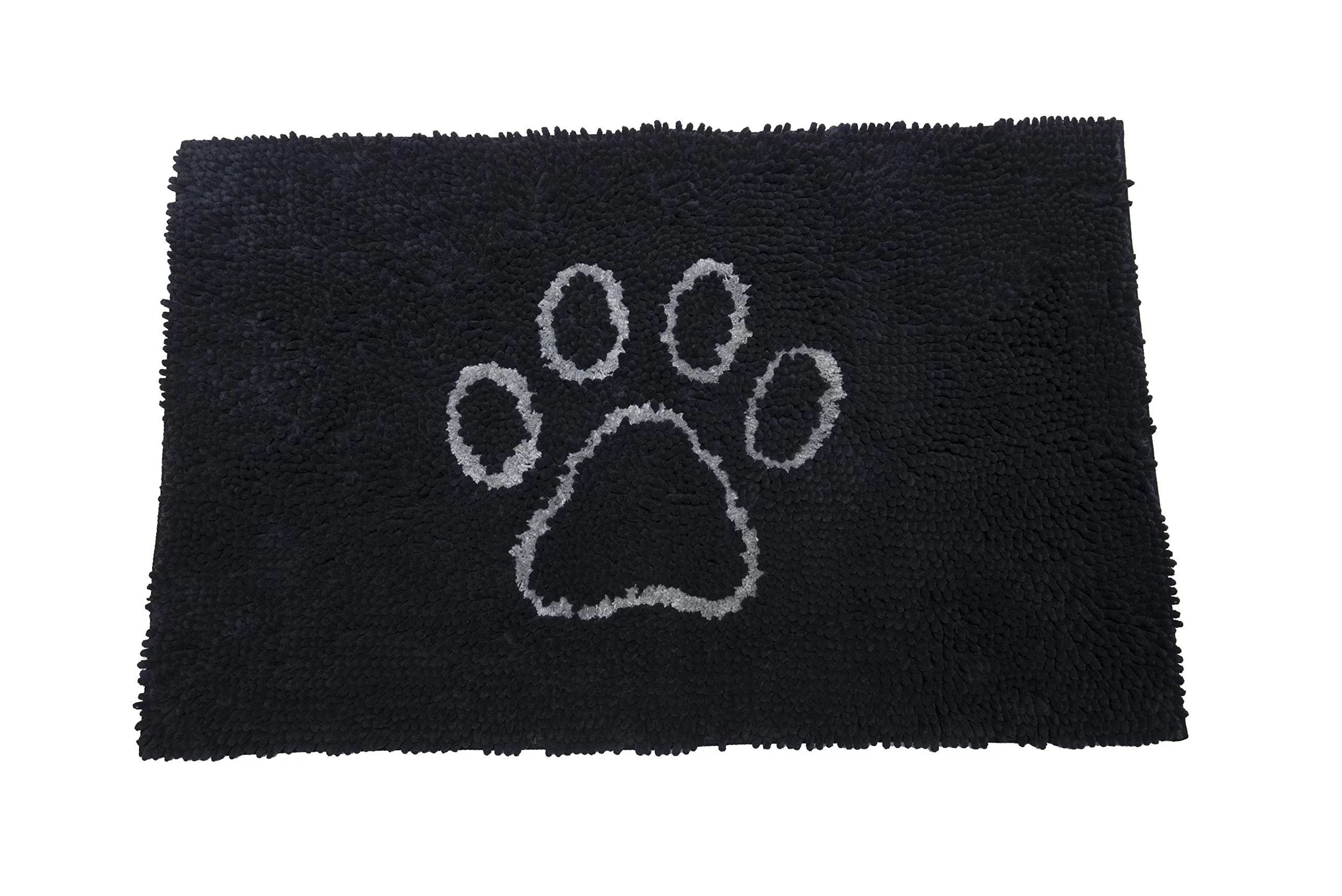 Dog Gone Smart Pet Products DGSDDM231921 Dirty Dog Microfiber Doormat -23x16 Small, Black Hue w/Light Grey Paw Prints