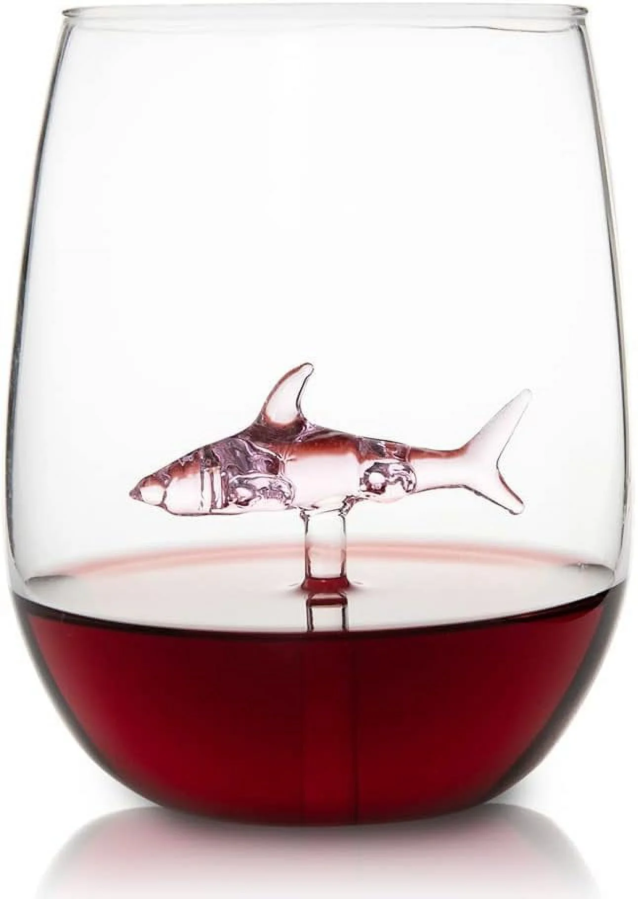 Evomosa 10oz Wine Glasses Red Wine Glasses Whiskey Glasses With Shark Drinking Glasses Clear Wine Cups, Set of 2