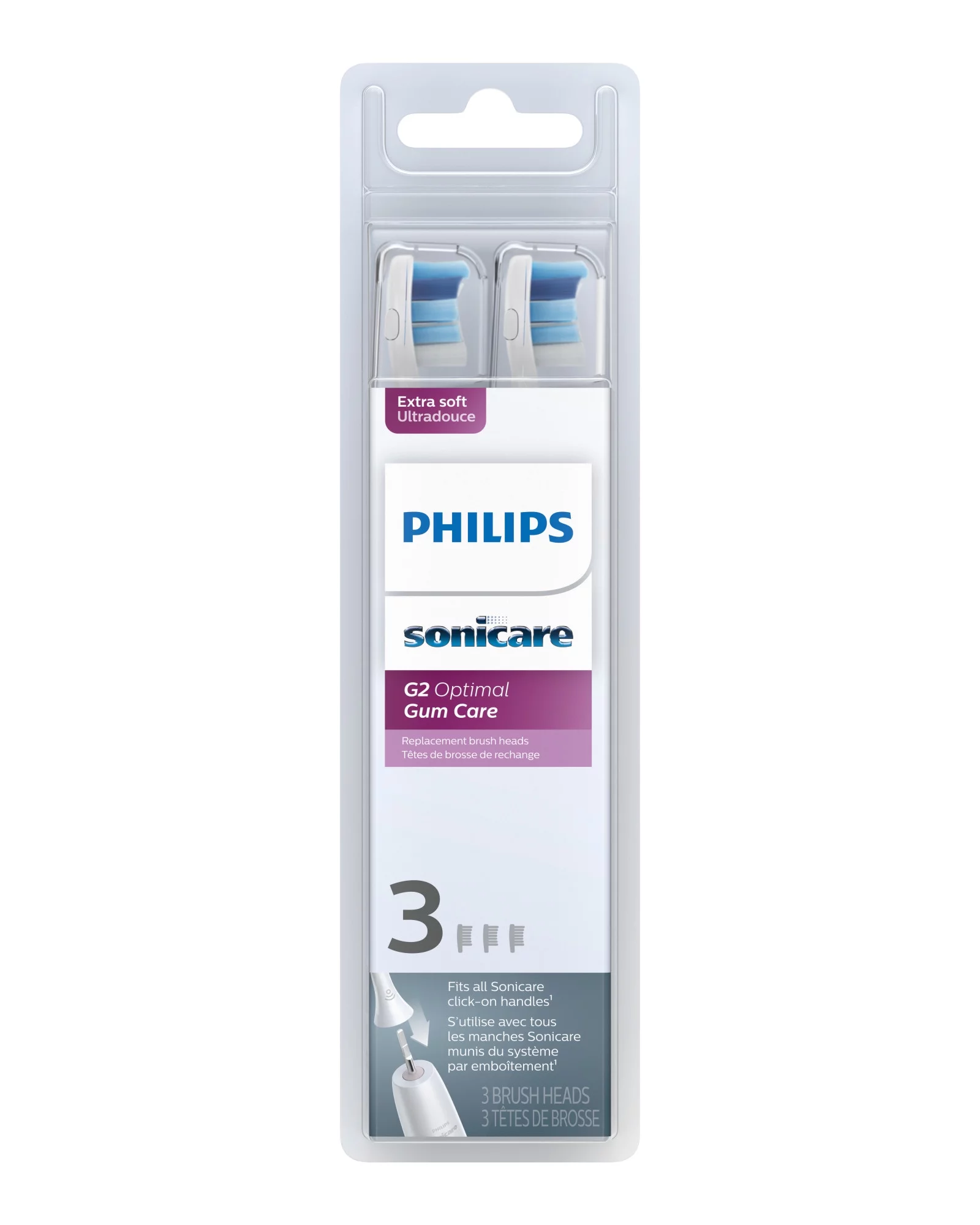 Philips Sonicare Optimal Gum Care Replacement Toothbrush Heads, HX9033/65, White 3-pk