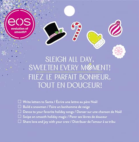 eos Holiday 24H Moisture Mini Super Balm Set, Sugar Plum Spritz, Candy Cane Swirl, Iced Sugar Cookie, Limited Edition Lip Care, Stocking Stuffers, 0.24 fl oz, 3-pack