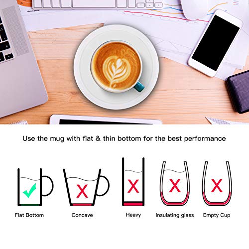 BESTINNKITS Smart Coffee Cup Warmer Set, Auto On/Off Gravity-induction Mug Office Desk Use, Candle Wax Cup Warmer Heating Plate (Up To 131F/55C), 14oz