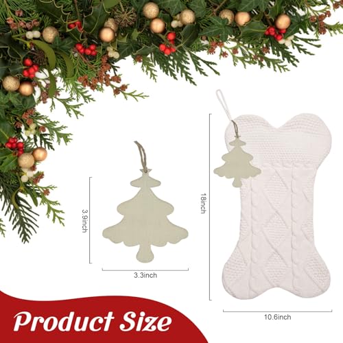 Knitted Dog Christmas Stocking with Name Tag, Personalized Large 18 inch Dog Bone Shape Stocking, Dual-Layer Lining and Double Side Knit Xmas Stockings for Dogs Pets Decorations (Red Bone)