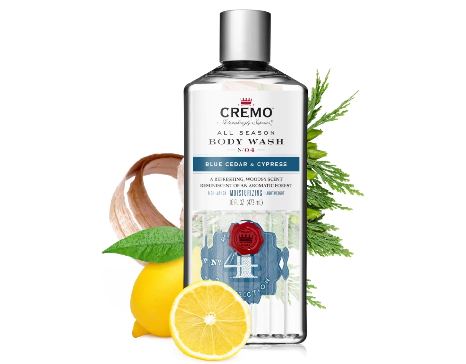 Cremo All Season Body Wash No. 4, Blue Cedar & Cypress, 16 Fl. Oz. - Pack of 6