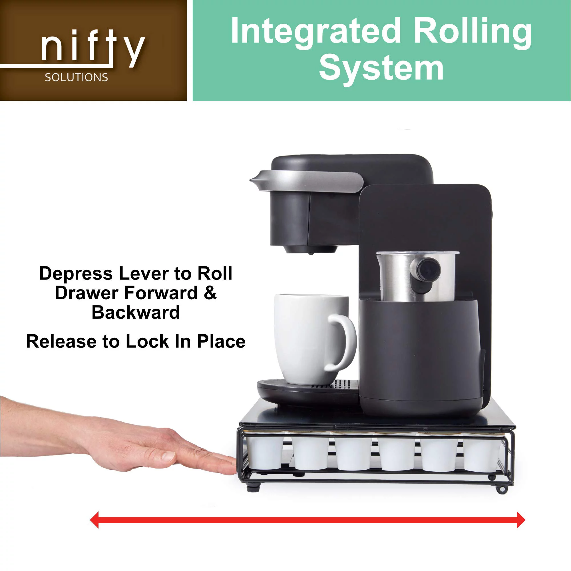 Nifty Keurig Approved Glass Top Rolling Drawer