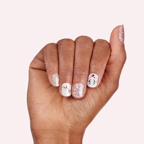 Dashing Diva Gloss Nail Strips - Santa Baby | UV Free, Chip Resistant, Long Lasting Gel Nail Stickers | Contains 32 Nail Wraps, 1 Prep Pad, 1 Nail File