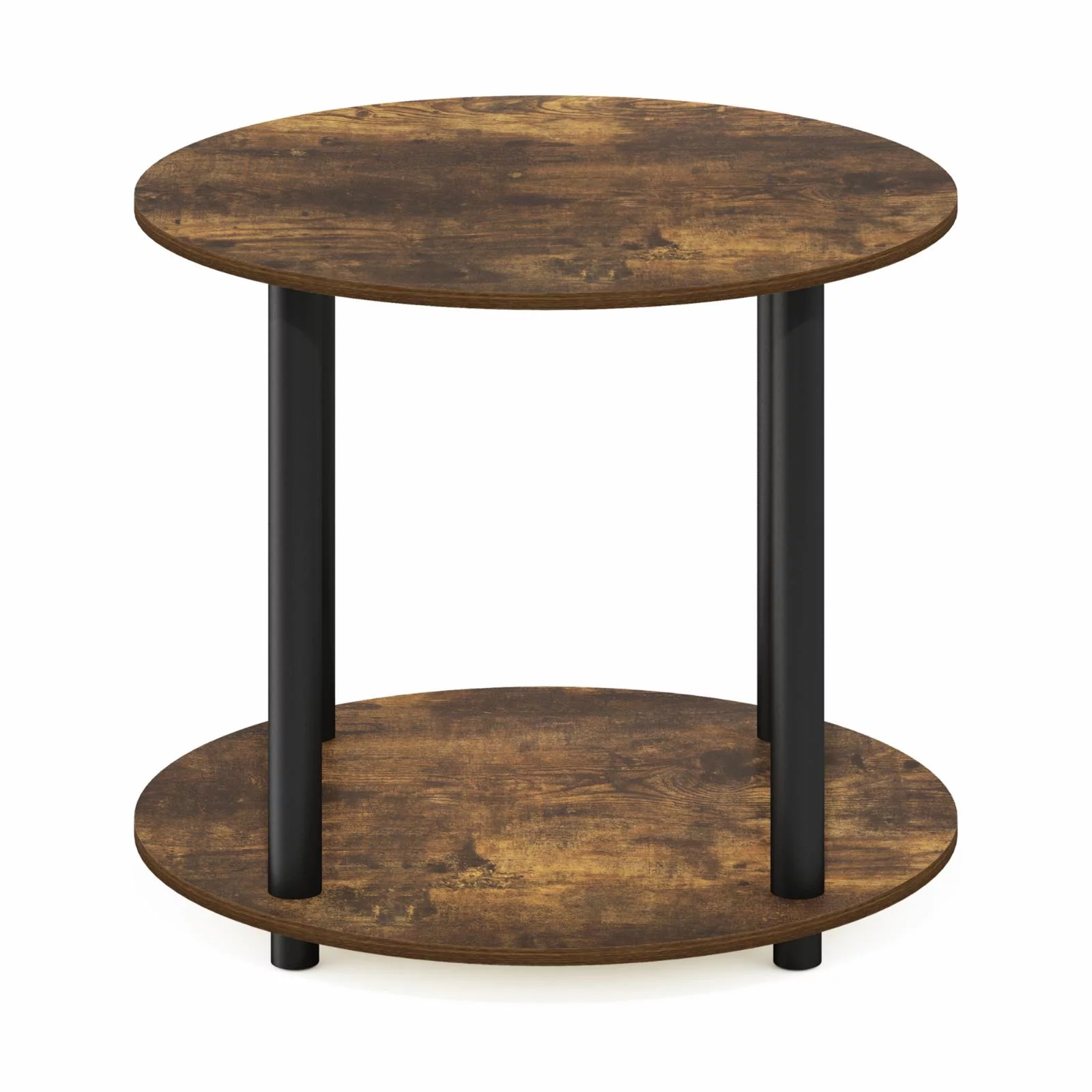 Furinno Turn-N-Tube Simple Design 2-Tier Round Wooden Coffee Table, Amber Pine