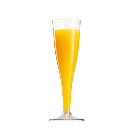 Munfix 50 Pack Gold Rimmed Plastic Champagne Flutes 5 Oz Clear Plastic Toasting Glasses Fancy Disposable Wedding Party Cocktail Cups with Gold Rim
