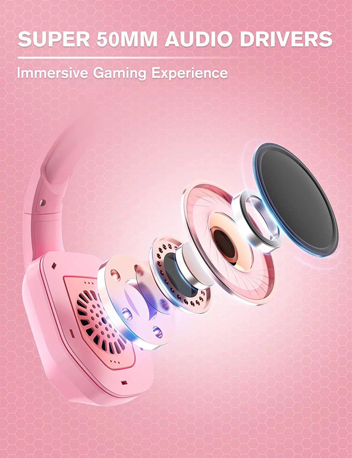 ZIUMIER Z30 Pink Gaming Headset for PS4, PS5, Xbox One, PC, Wired Over-Ear Headphone with Noise Canceling Microphone, LED Flowing RGB Light, 7.1 Surround Sound,Comfortable Earmuffs
