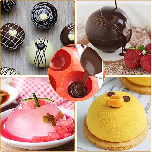 Hot Chocolate Bomb Mold 2.5 Inch Large Silicone Cocoa Bomb Molds - 3 Pack with Brush and Spatula