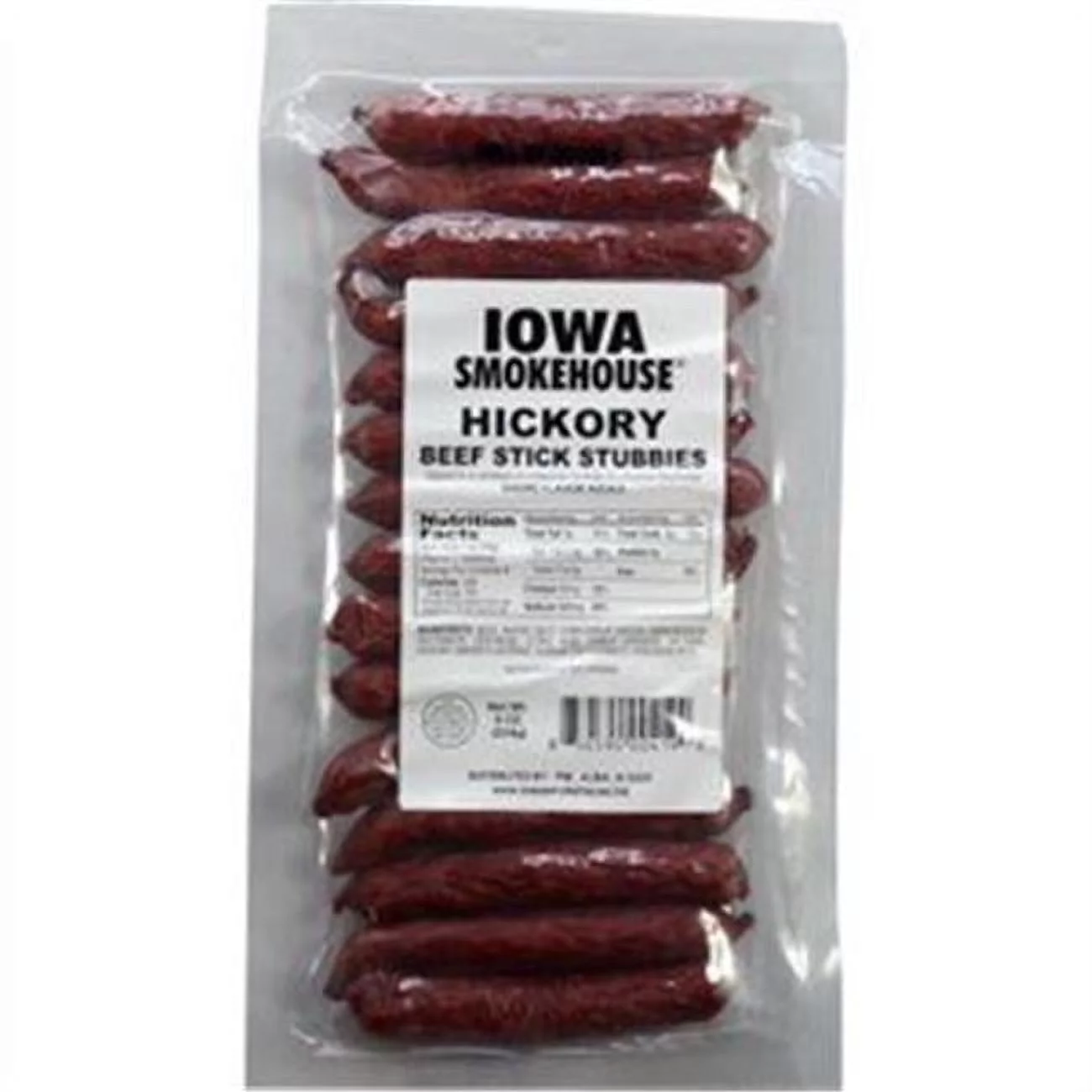 Iowa Smokehouse & Preferred Wholesale 253853 8 oz Hickory Flavor Beef Stick Stubbies - Pack of 12