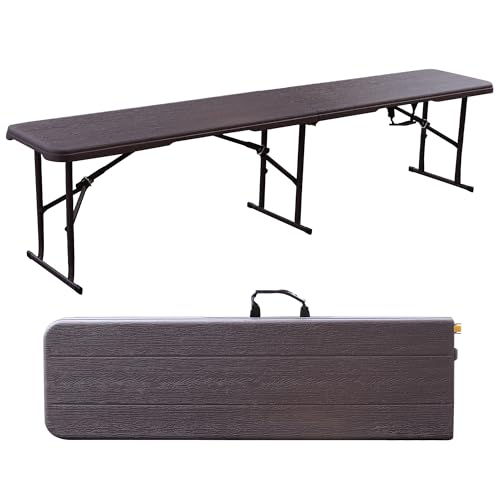 Folding Bench, 6FT Plastic Foldable Bench with Handles, Outdoor Portable Stackable Bench for Party Camping and Picnic, White