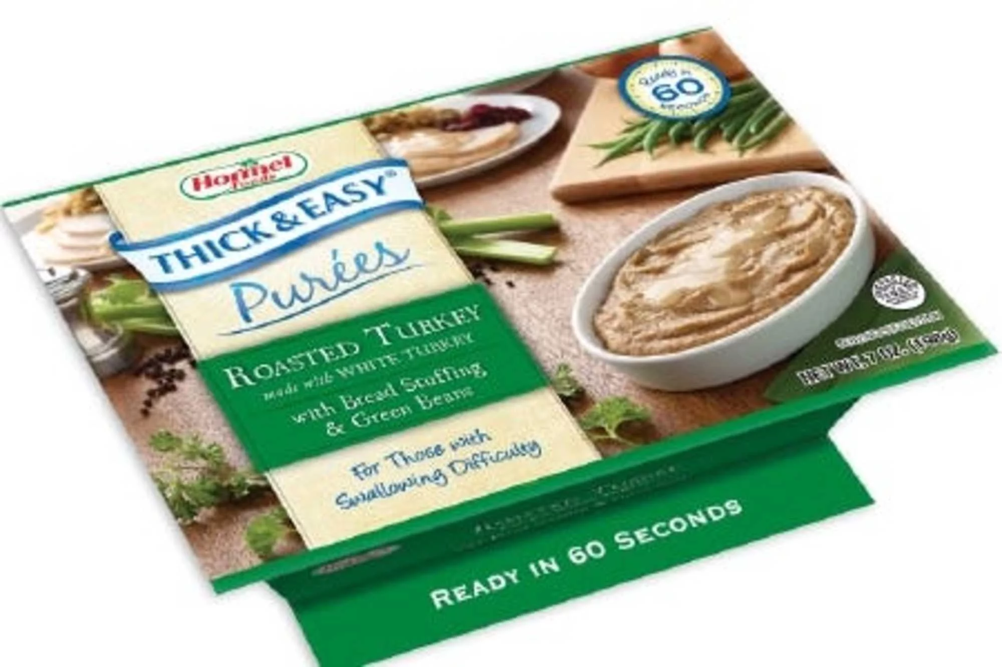 Thick & Easy Purees 7 oz Bowl Turkey with Stuffing / Green Beans Ready to Use Puree Case of 7