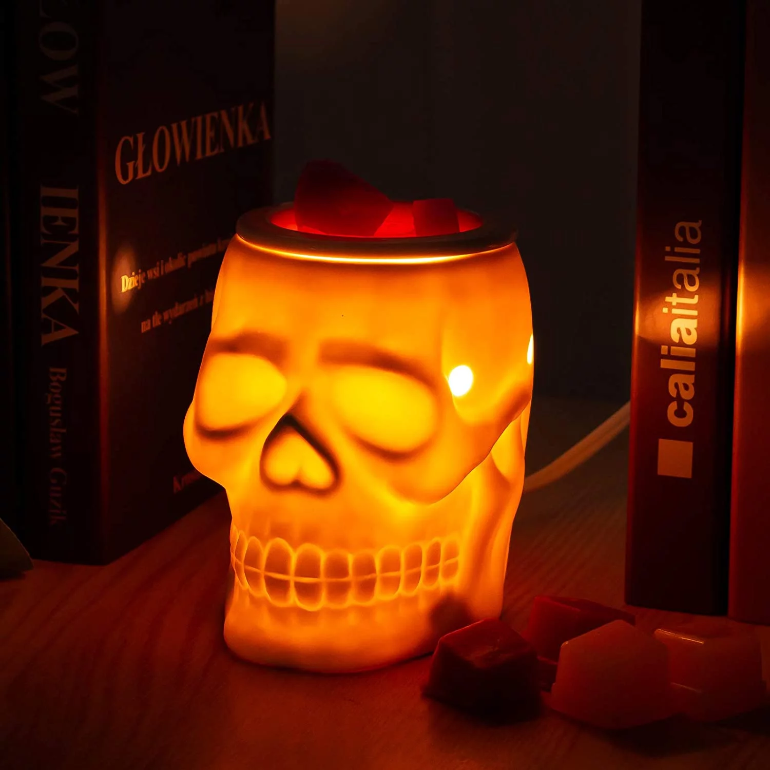 Star Moon Electric Wax Warmer Ceramic Wax Candle Melter for Home Decor, Resurgent Skull, White
