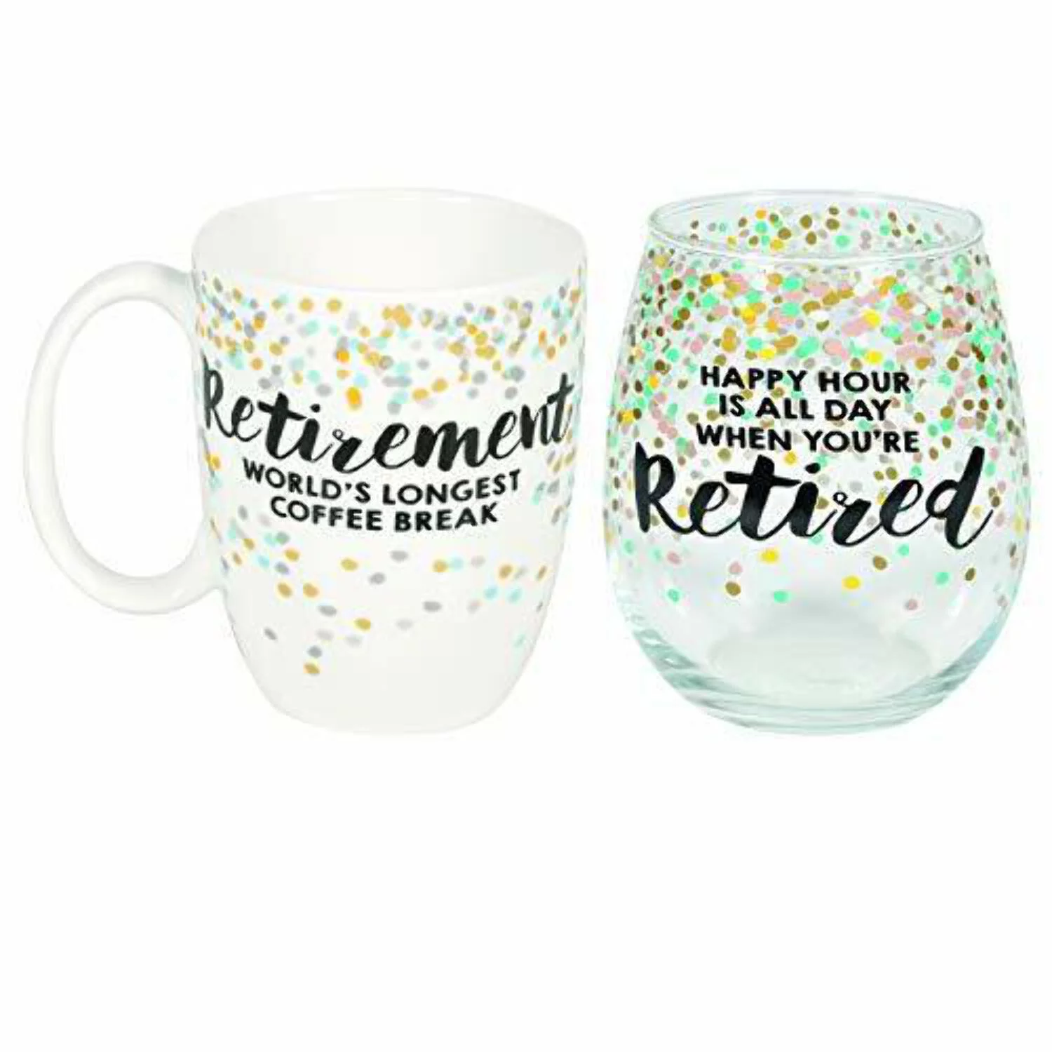 Enesco Our Name is Mud Mug and Wine Glass Set, 16 and 15 Ounces, Multicolor