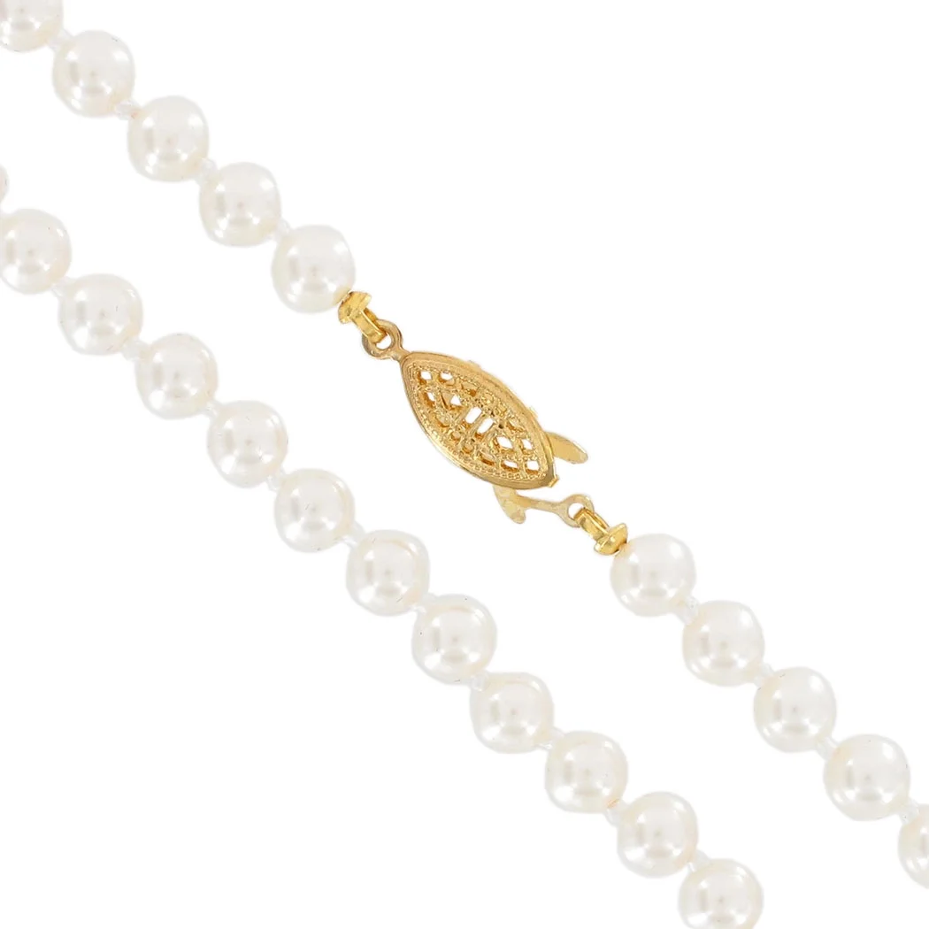 Flapper Necklace White Glass 6mm Faux Pearl Bead 48