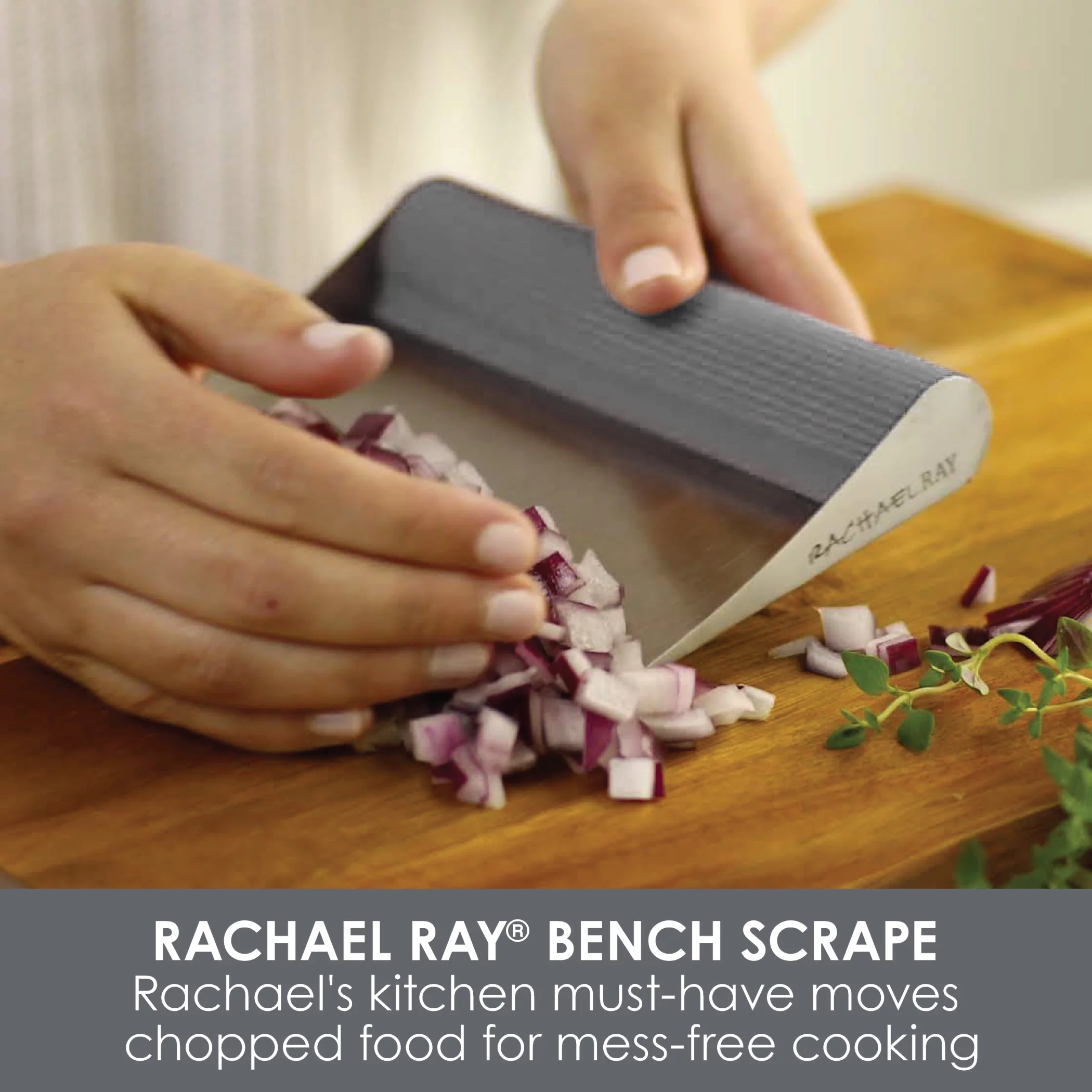 Rachael Ray Kitchen Prep Garbage Bowl, Veg-a-Peel, and Bench Scrape Set, 3-Piece, Sea Salt Gray