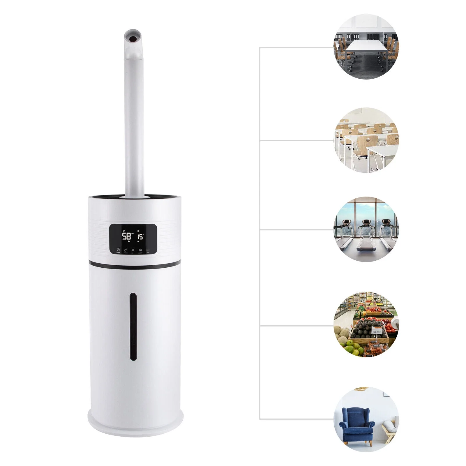 ZhdnBhnos 15L/4Gal Commercial Air Humidifier Large Room Essential Oil Cool Mist Diffuser Whole House 360° Nozzle 538.2ft²