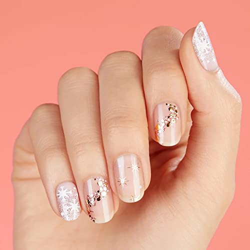 Dashing Diva Gloss Nail Strips - Santa Baby | UV Free, Chip Resistant, Long Lasting Gel Nail Stickers | Contains 32 Nail Wraps, 1 Prep Pad, 1 Nail File