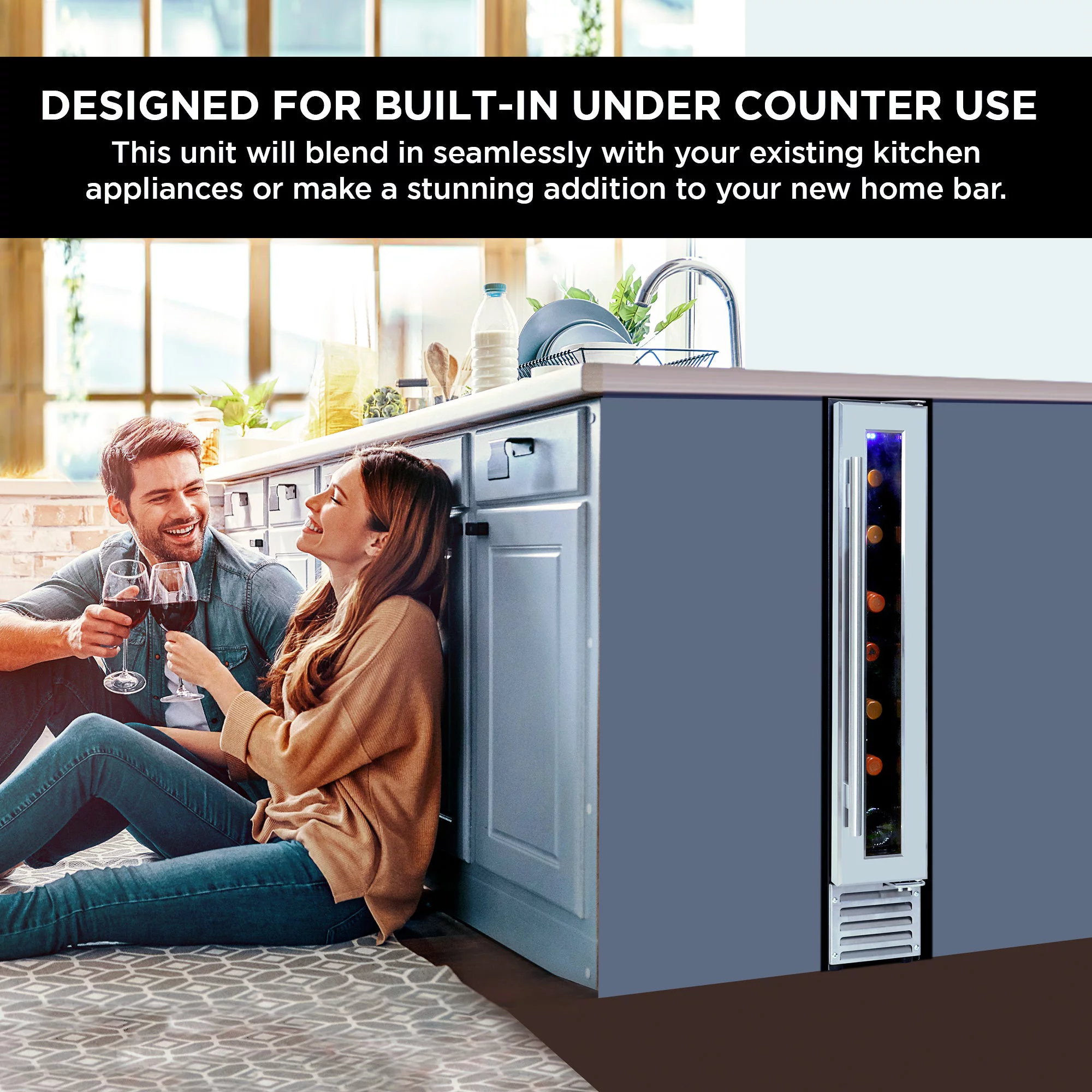 Koolatron Wine Fridge 7 Bottle Slim 6 inch Wine Cooler, Built-In Under-Counter Wine Cellar