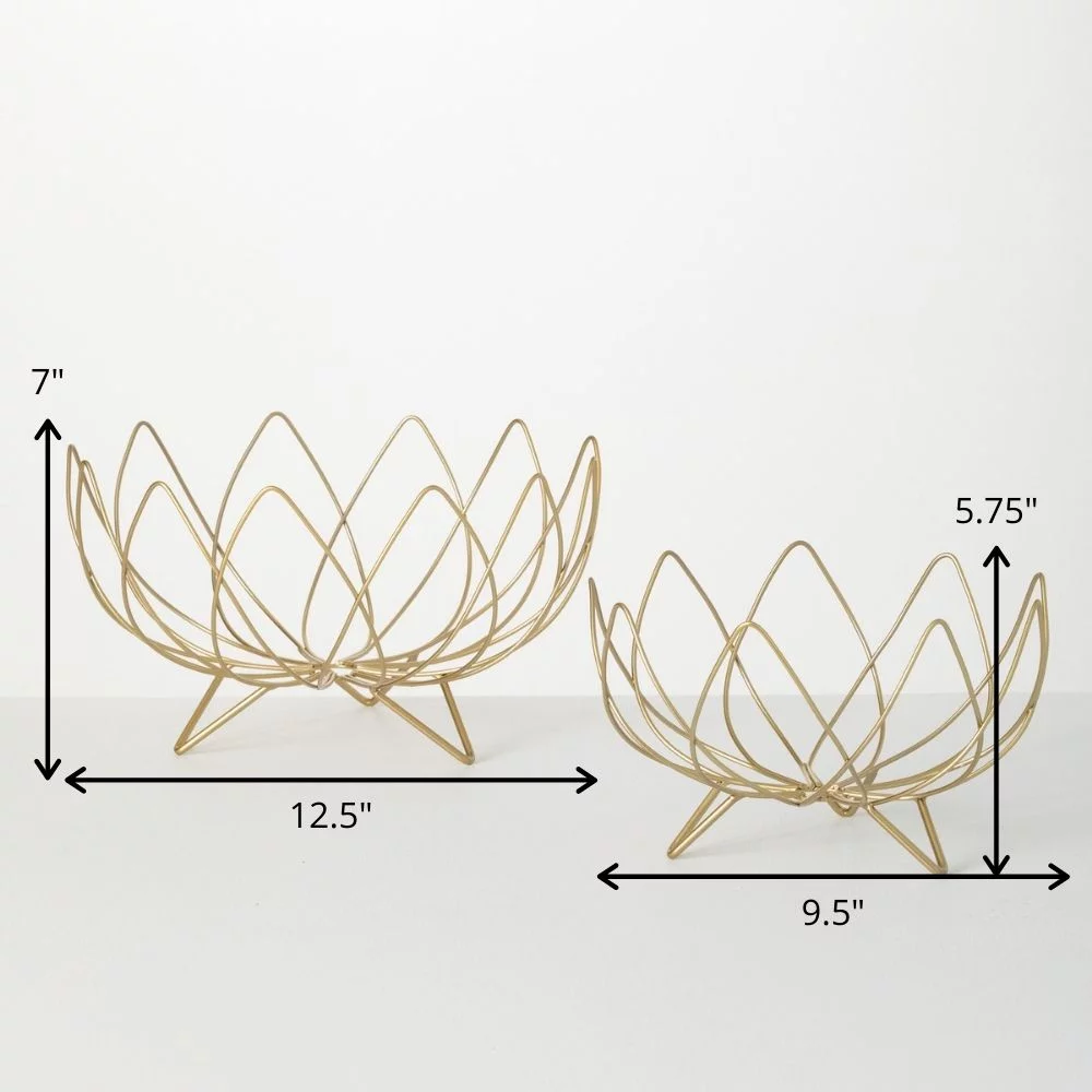 Sullivans Sculpted Gold Wire Footed Metal Bowl Set of 2, 7