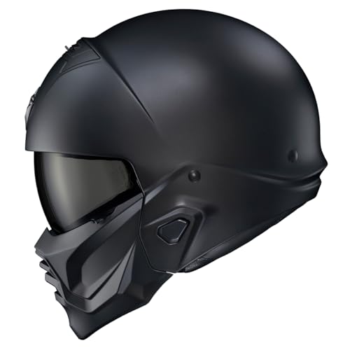 ScorpionEXO Covert 2 Open Face 3/4 Full Mode Motorcycle Helmet Bluetooth Ready Speaker Pockets Interchangeable Mouth Cover DOT Approved Solid (Matte Black - Medium)