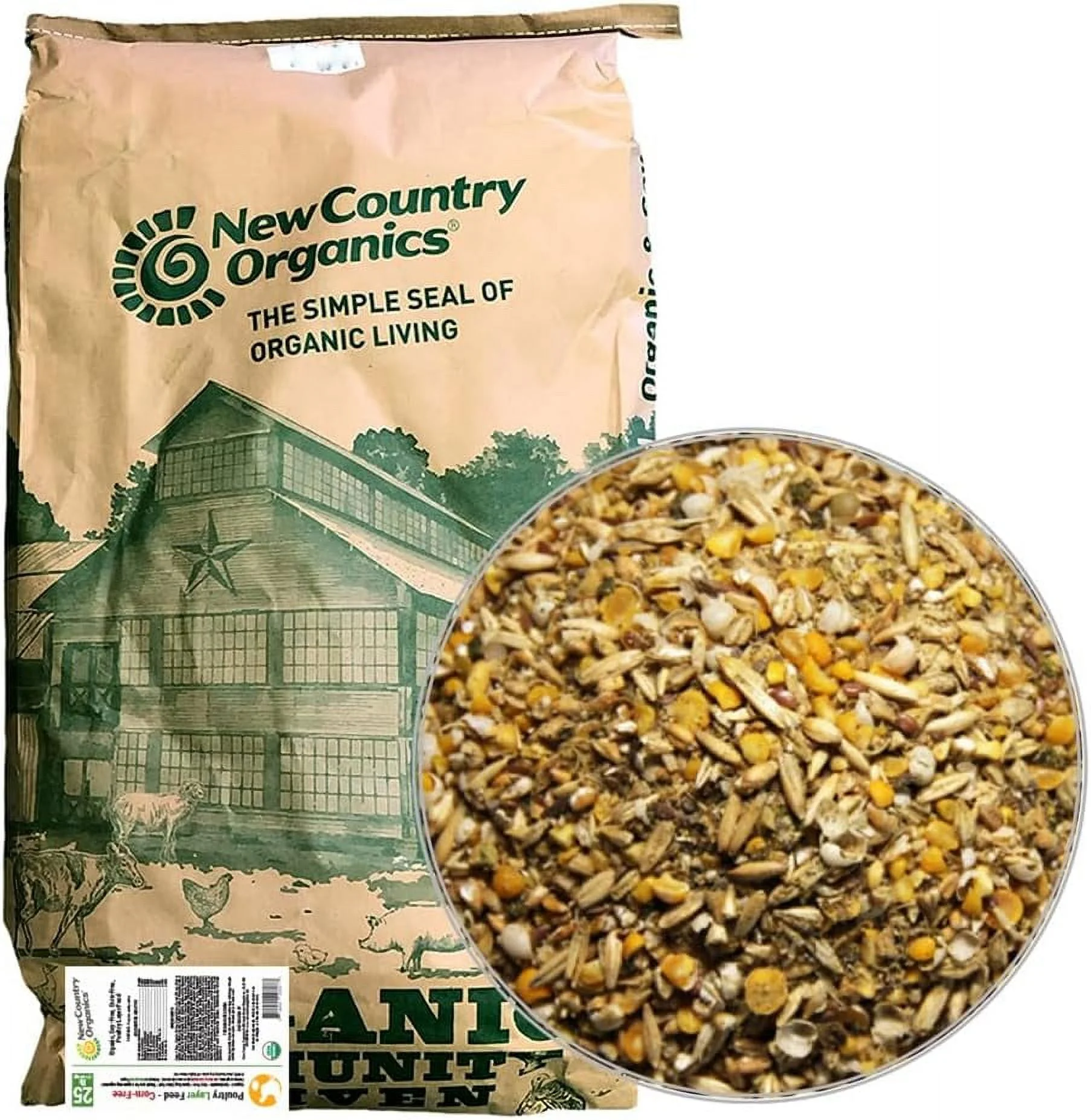 Chicken Feed 25lb | Corn-Free Classic Layer Chicken Feed for Laying Hens | Corn-Free and Soy-Free | 17% Protein | Certified Organic and Non-GMO Chicken Food | 25lbs Bag