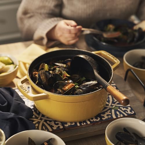 STAUB Cast Iron Dutch Oven 5.5-qt Round Cocotte, Made in France, Serves 5-6, Black Matte