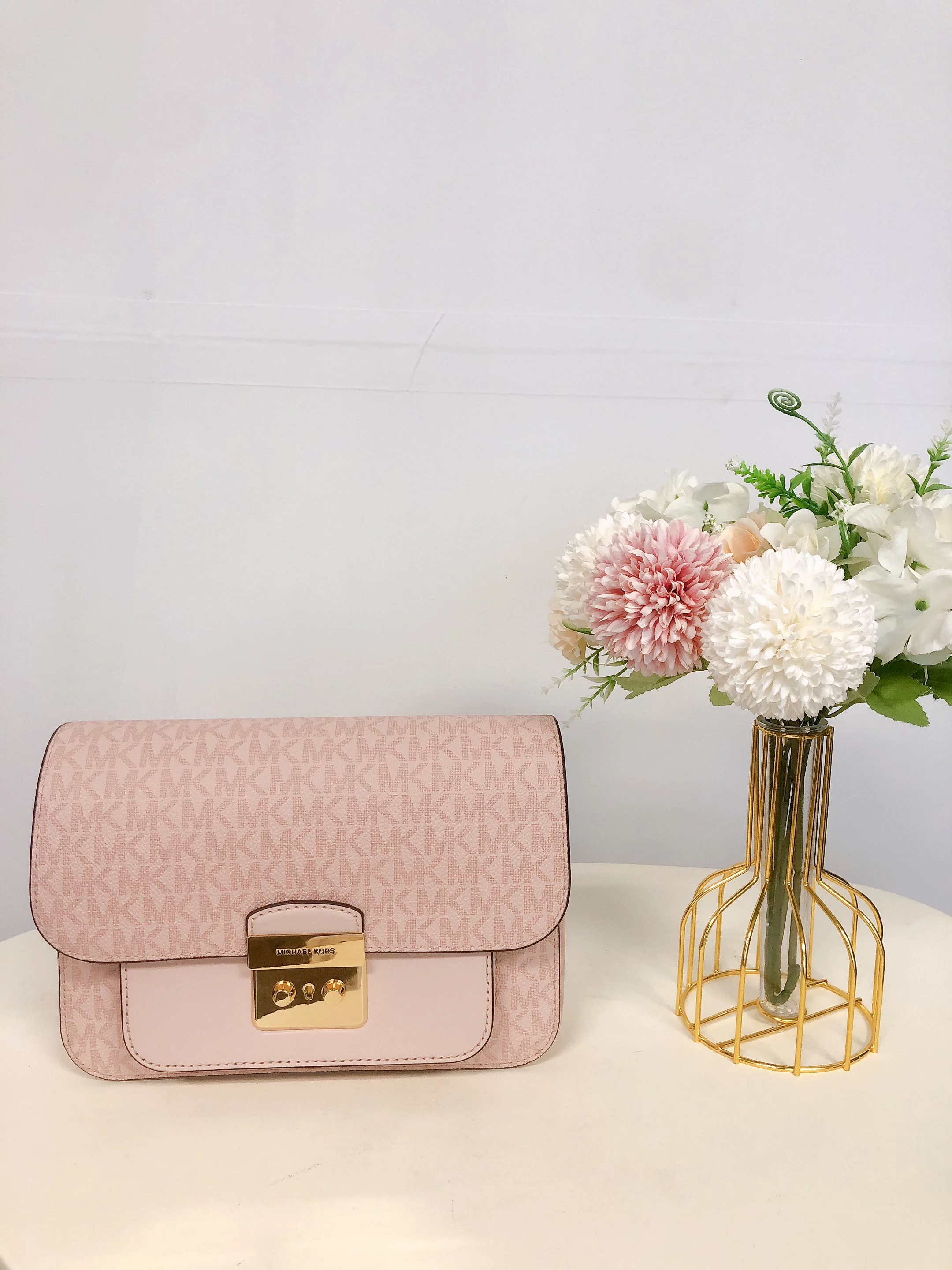 MICHAEL KORS 35T2GS9M2B Sloan Editor Medium Logo Messenger Bag In Powder Blush