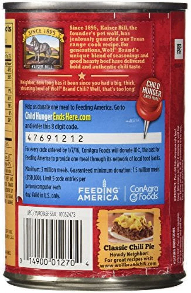 Wolf Brand No Beans Chili - 6/15 oz. Cans