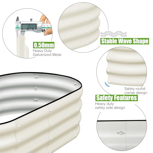 SnugNiture Galvanized Raised Garden Bed, 4x2x1ft Oval Metal Planter Box for Planting Outdoor Plants Vegetables