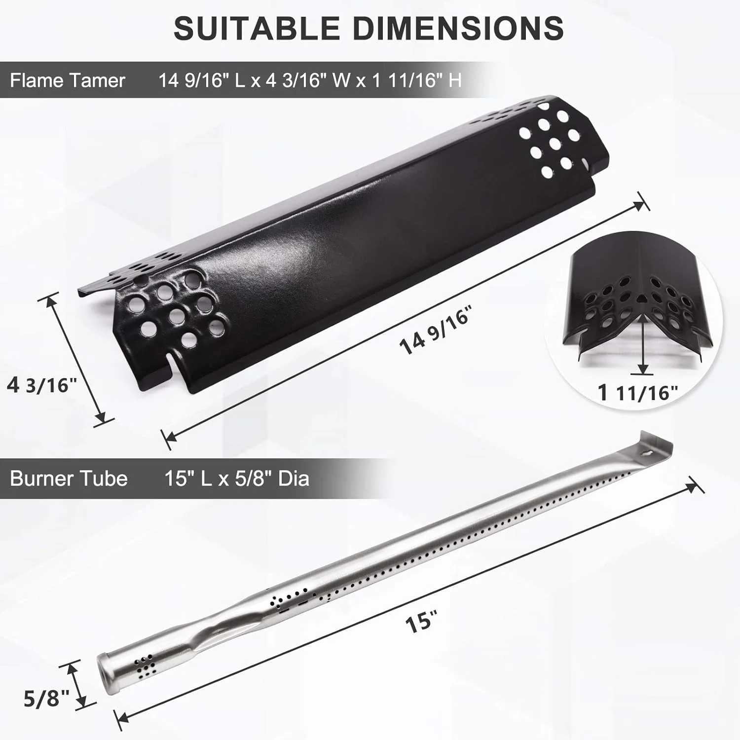 Grill Repair Kit For Nexgrill 720-0896B 720-0896E 720-0896C Deluxe 6 Burner Gas Grills, 6-Pack Flame Tamers & Grill Burners Replacement For Nexgrill 720-0882A 720-0896 720-0925