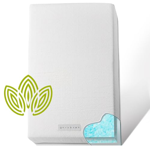 Organic Cotton 2-Sided Crib Mattress | Waterproof Washable Protector w/Ventilated Foam Lining | Light 2-in-1 Baby Mattress w/Firm Support for Infant & Soft CertiPUR Foam for Toddler | 52x27.5x4”