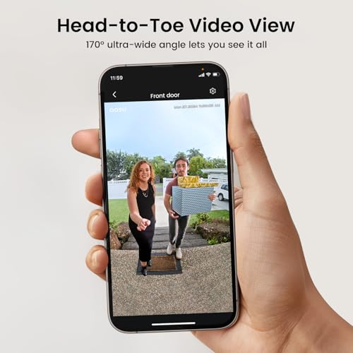 AOSU Doorbell Camera Wireless- Head-to-Toe View, Intelligent Package Detection, 2.4G WiFi Video Doorbell with Chime, Support Local Storage, Smart Human Detection, Works with Alexa and Google Assistant