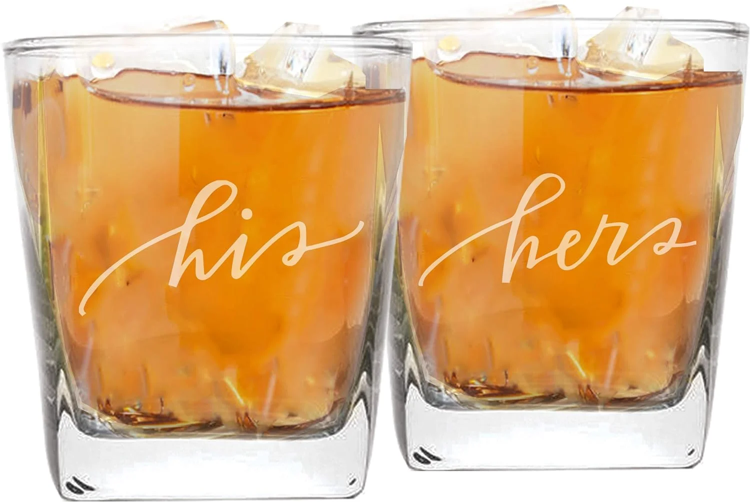 His And Hers Square Rocks Whiskey Glasses Gift Set Of 2