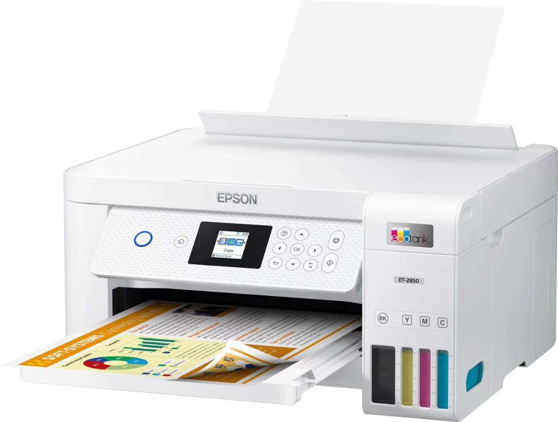Epson EcoTank ET-2850 All-in-One Supertank Inkjet Printer - White (C11CJ63202)