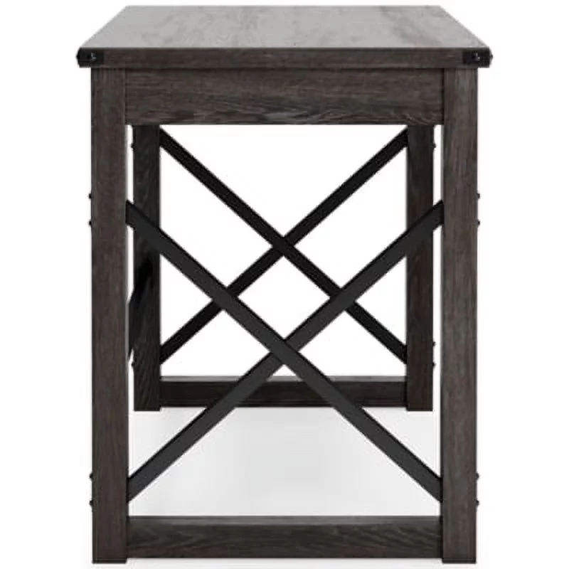 Signature Design by Ashley Freedan Rustic Farmhouse Home Office Desk, Dark Gray