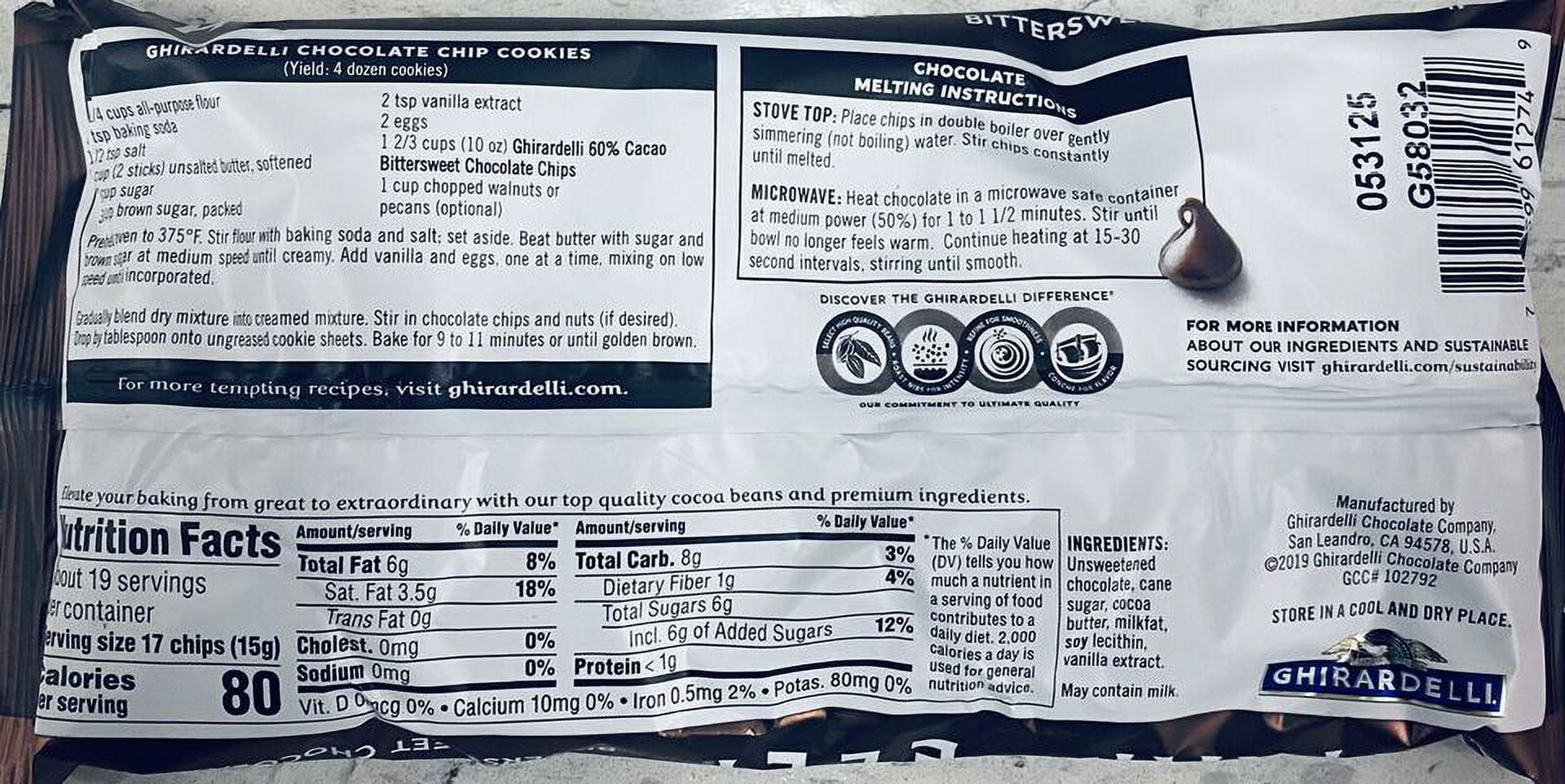 5x GHIRARDELLI 60% Cocoa Bittersweet Chocolate Chips Baking Premium 10 oz 5 PACK