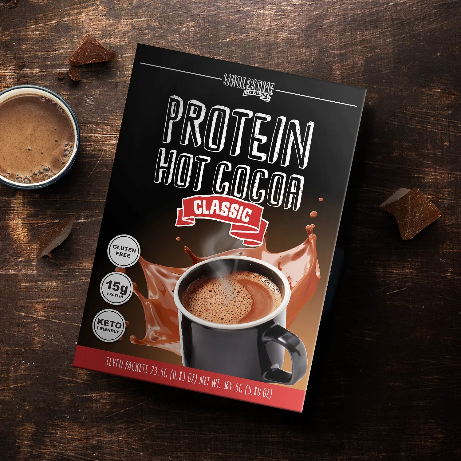 Protein Hot Chocolate, Keto Hot Chocolate Mix, Low Carb Hot Cocoa, 15g Protein, 2g Net Carbs, Low in Sugar, Instant Hot Coco, 7 Individual Macro-Controlled Packages (Classic, 5 Pack)