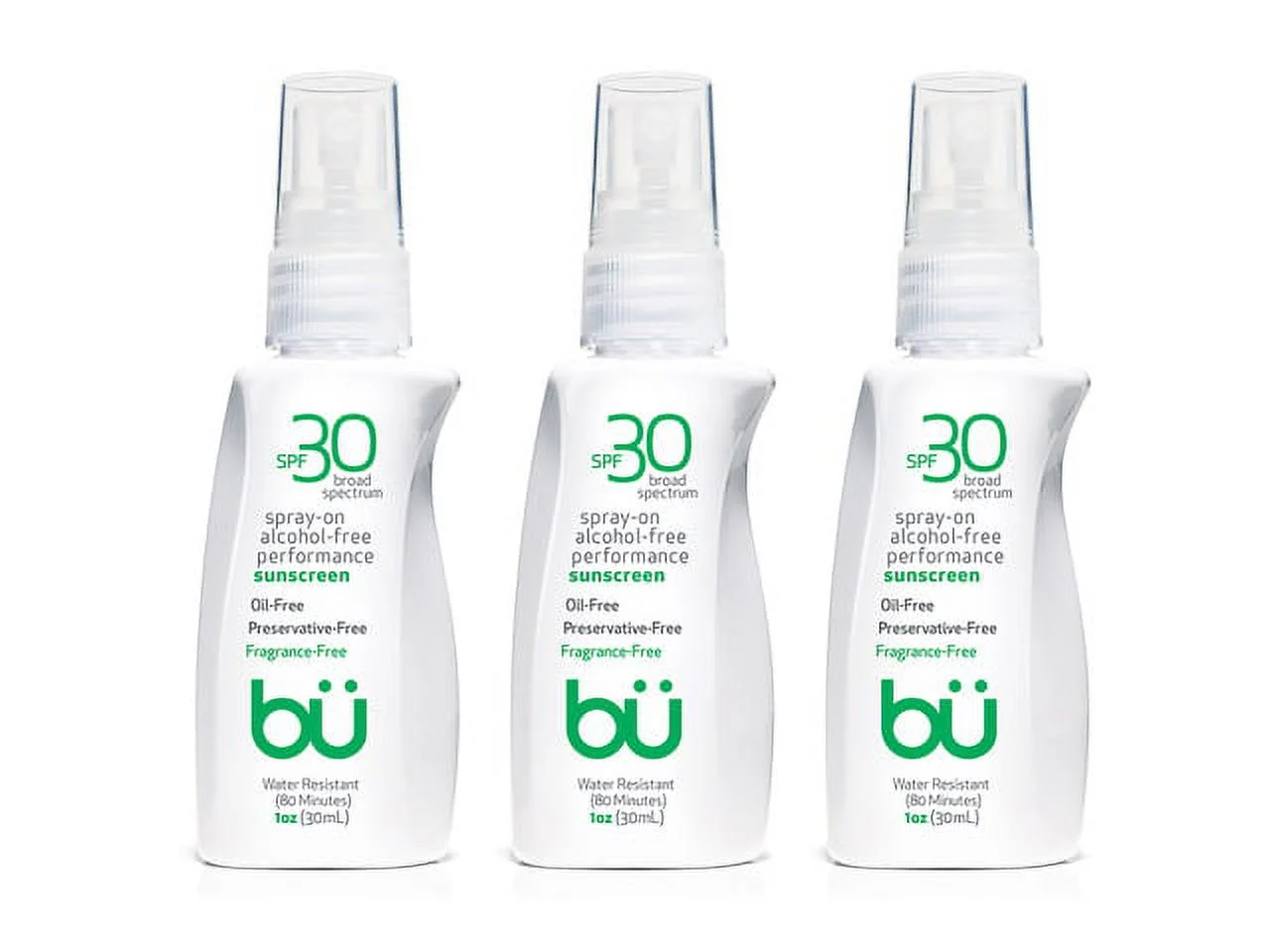 3 Pack- Bu SPF 30 Ultrafine WOWmist Sunscreen Spray - Non-toxic, Sports, Travel,  Safe and Effective- Fragrance-Free 1oz