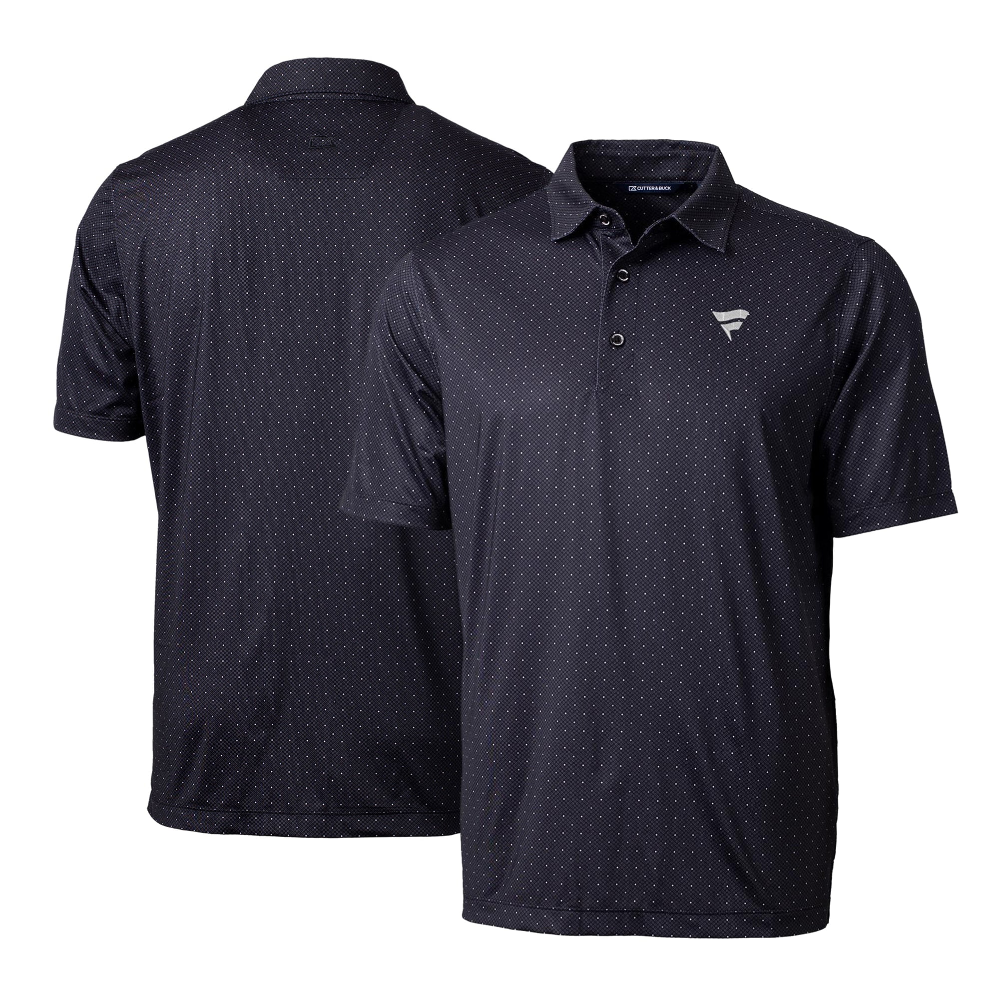 Men's Cutter & Buck Black Fanatics Corporate Pike Double Dot Print Stretch Polo