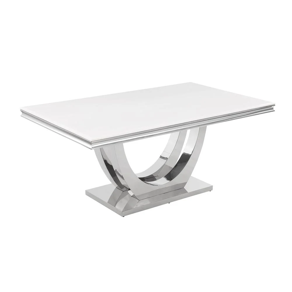 Terracotta Silver Faux Marble Pedestal Dining Table (Seats 6)