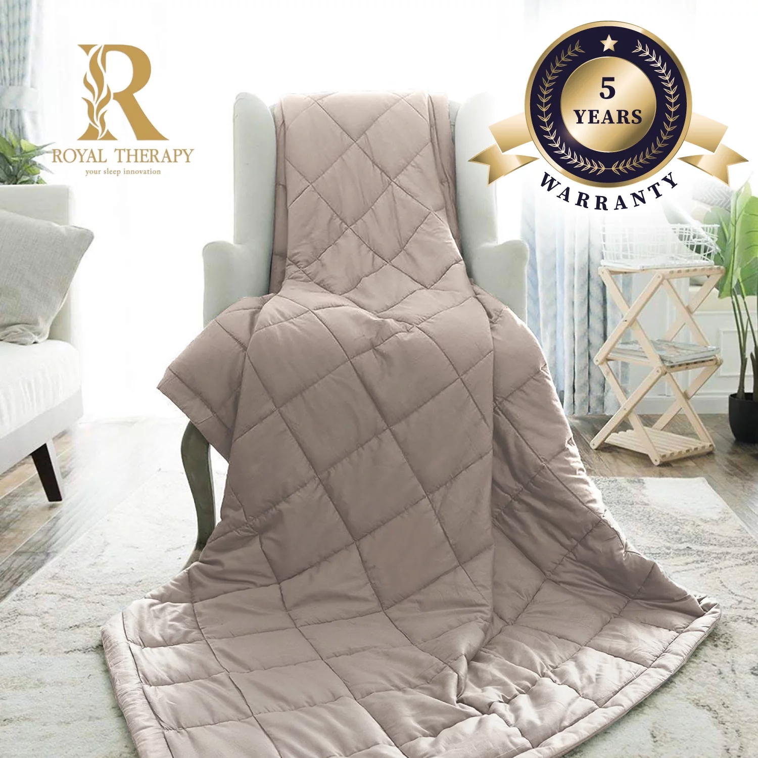 Royal Therapy Weighted Blanket Adult & Kids Bed, 100% Calming Cotton Blanket with Glass Beads