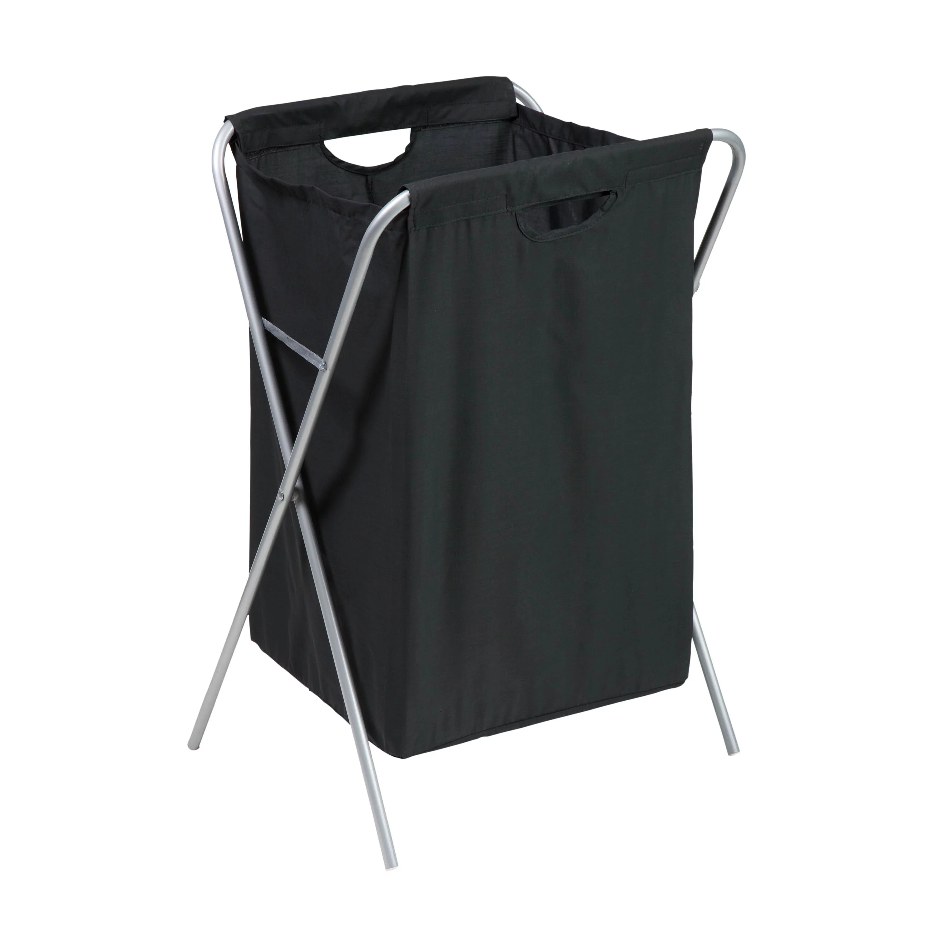 Honey-Can-Do Steel X-Frame Nylon Folding Laundry Hamper, Black/Silver