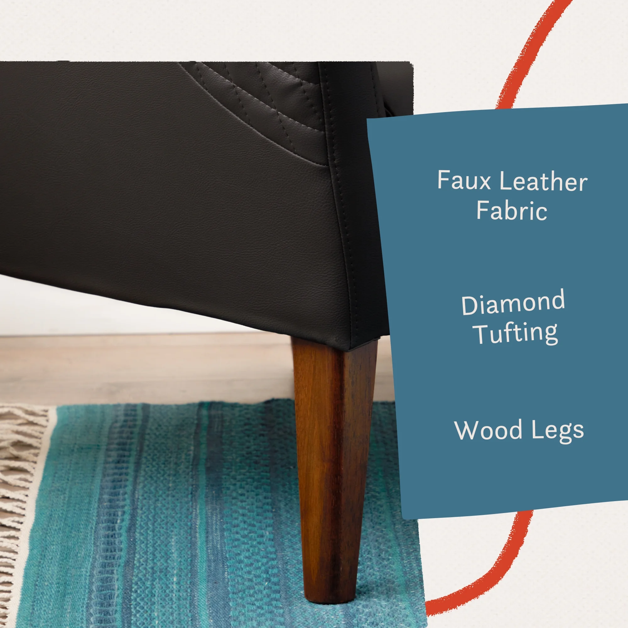 Mayview Upholstered Club Chair, Black Faux Leather