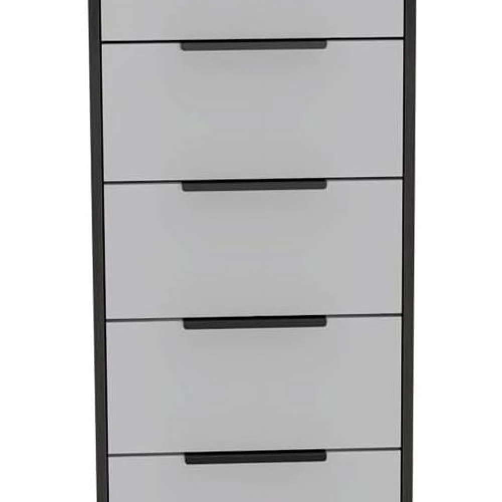 Modern 5-Drawer Engineered Wood Dresser In Smoky Oak/White