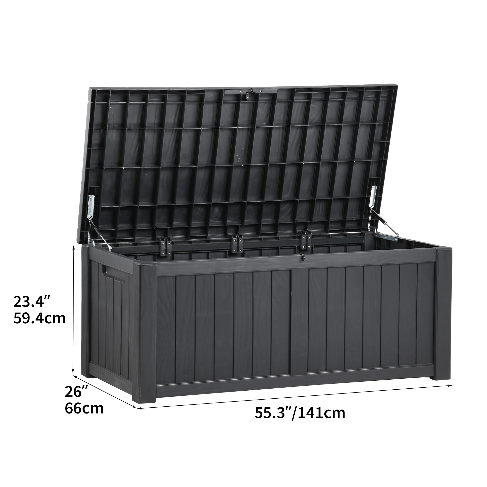 Dextrus Outdoor Storage Deck Box 120 Gallon - Large Resin Patio Storage for Outdoor Pillows, Garden Tools and Pool Supplies - Waterproof and Lockable (Dark Grey)