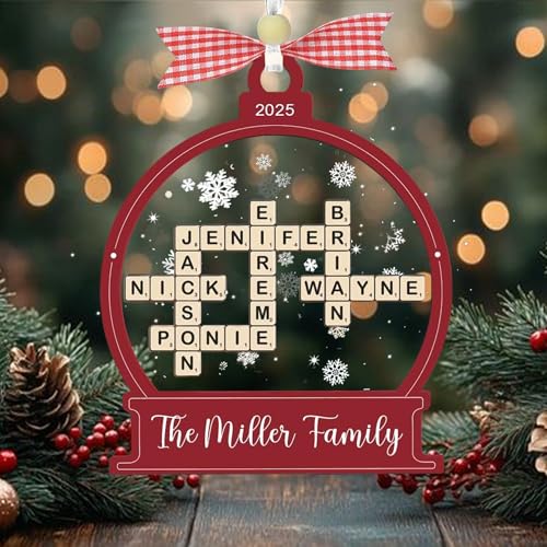 Personalized Christmas Family Ornament 2025 – Custom Wooden Ornament with Family Member Names for Families, Neighbors, Friends & Coworkers – Xmas Tree Decoration