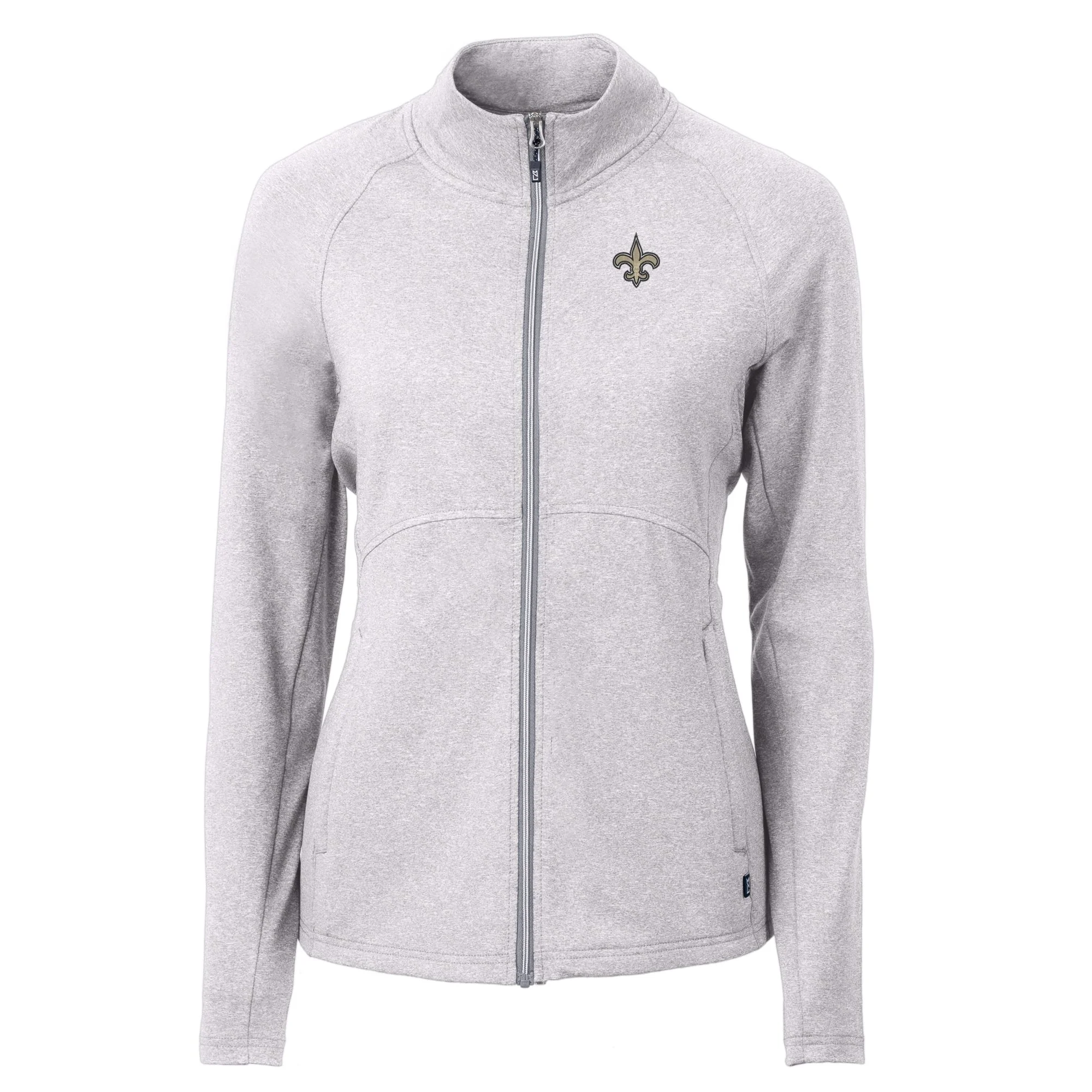 Women's Cutter & Buck  Heather Gray New Orleans Saints Adapt Eco Knit Recycled Full-Zip Jacket