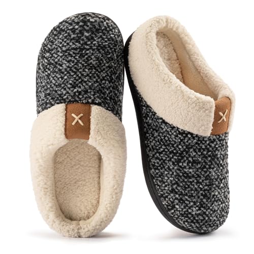 ULTRAIDEAS Women's Indoor Bedroom Slipper with Memory Foam, Gift for Women, Wool-Like House Shoe with Anti-Skid Rubber Sole for Ladies
